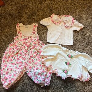Vintage 90s 18 months Floral Baby Outfit Set